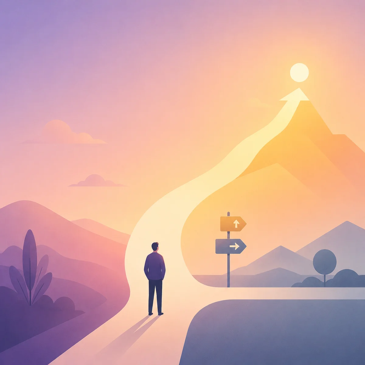 Abstract illustration of relationship crossroads after the threesome conversation