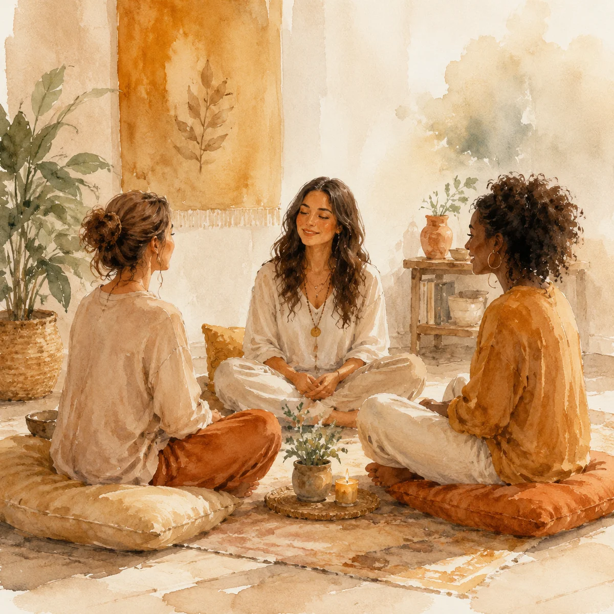 Three people sitting together representing a well-matched threesome dynamic