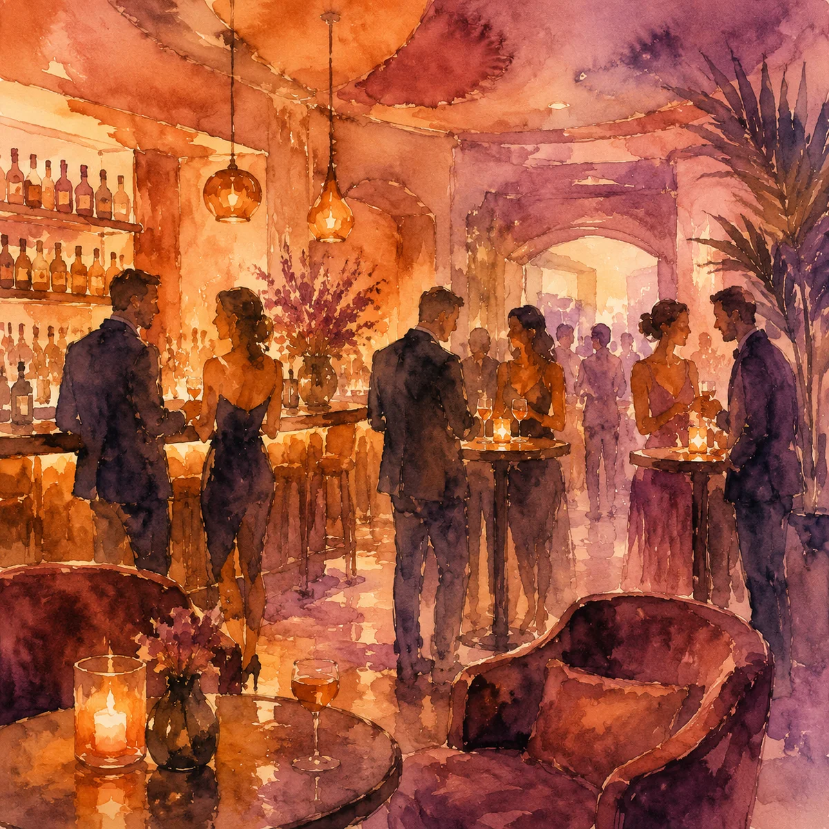 watercolor-soft illustration for meet threesome partners offline — image 1 of 6