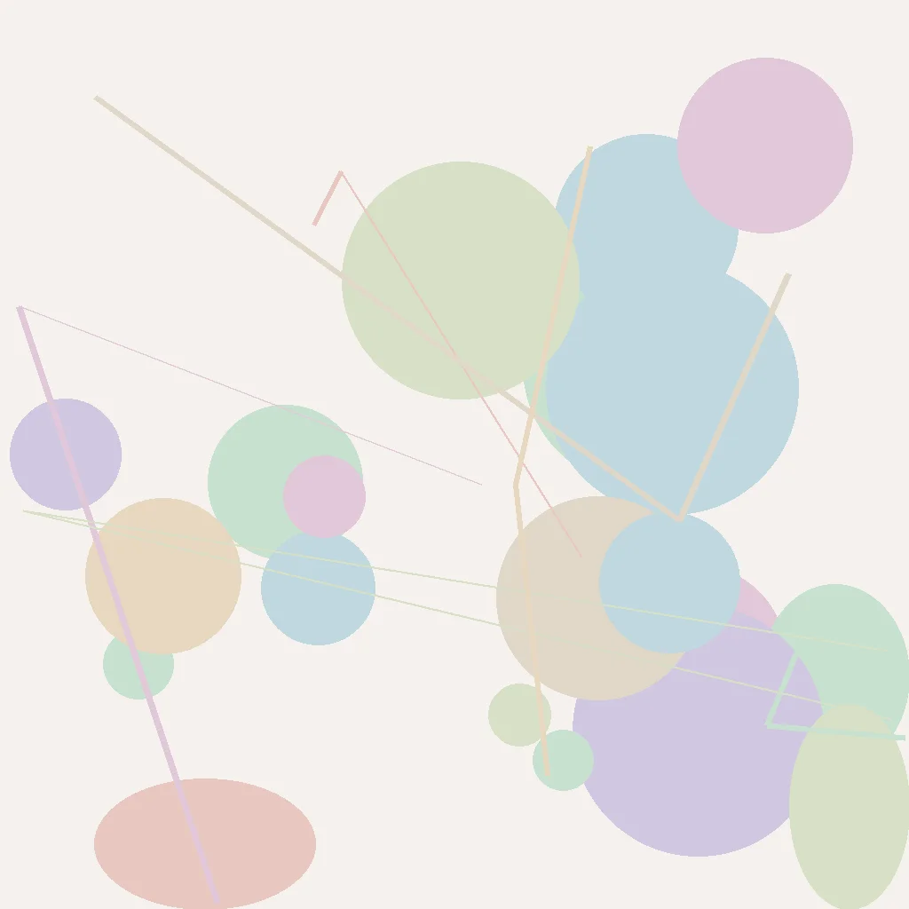 Abstract figure arrangement showing three forms in balanced configurations, soft harmonious pastels