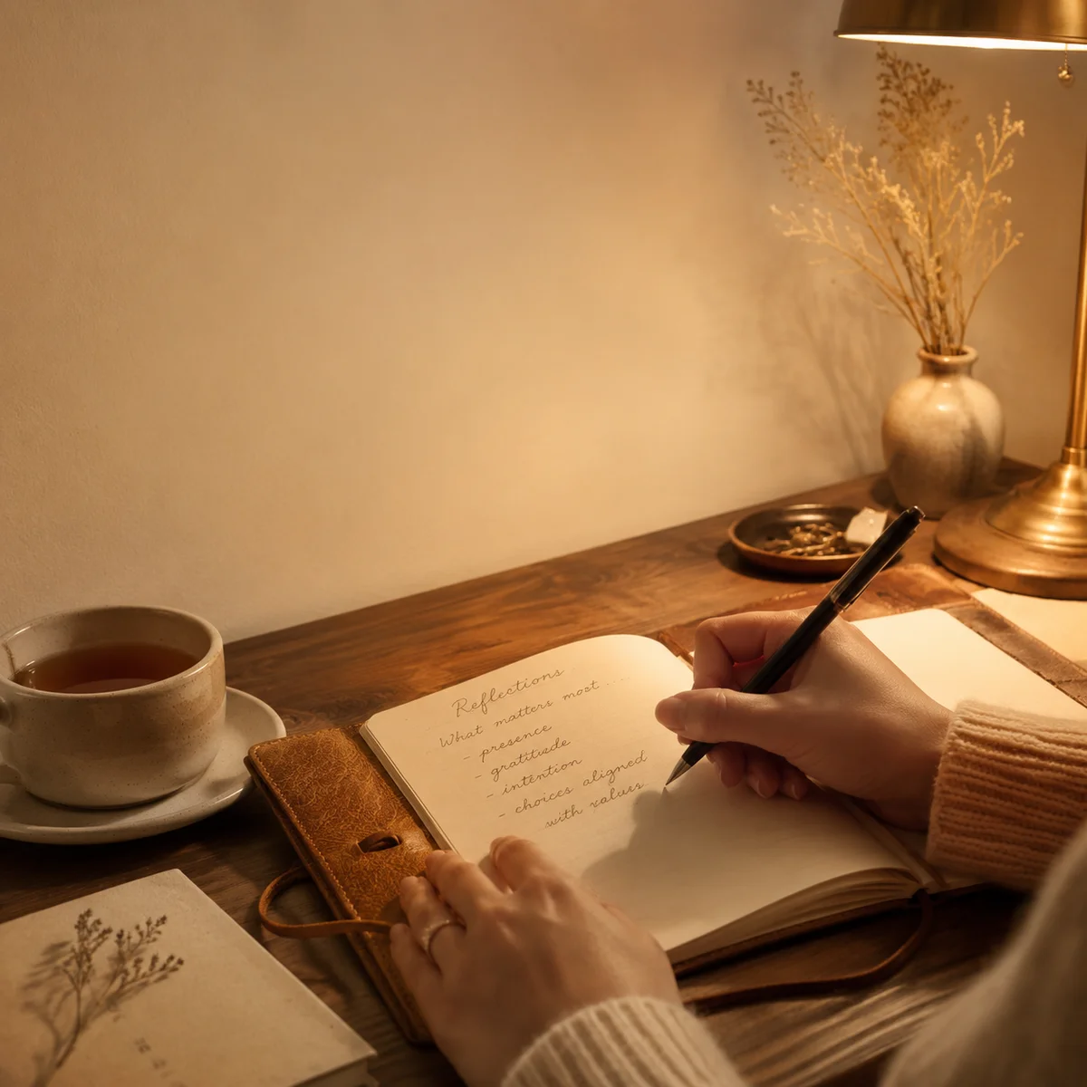 Hands writing in a journal representing intentional decision-making in unicorn dating