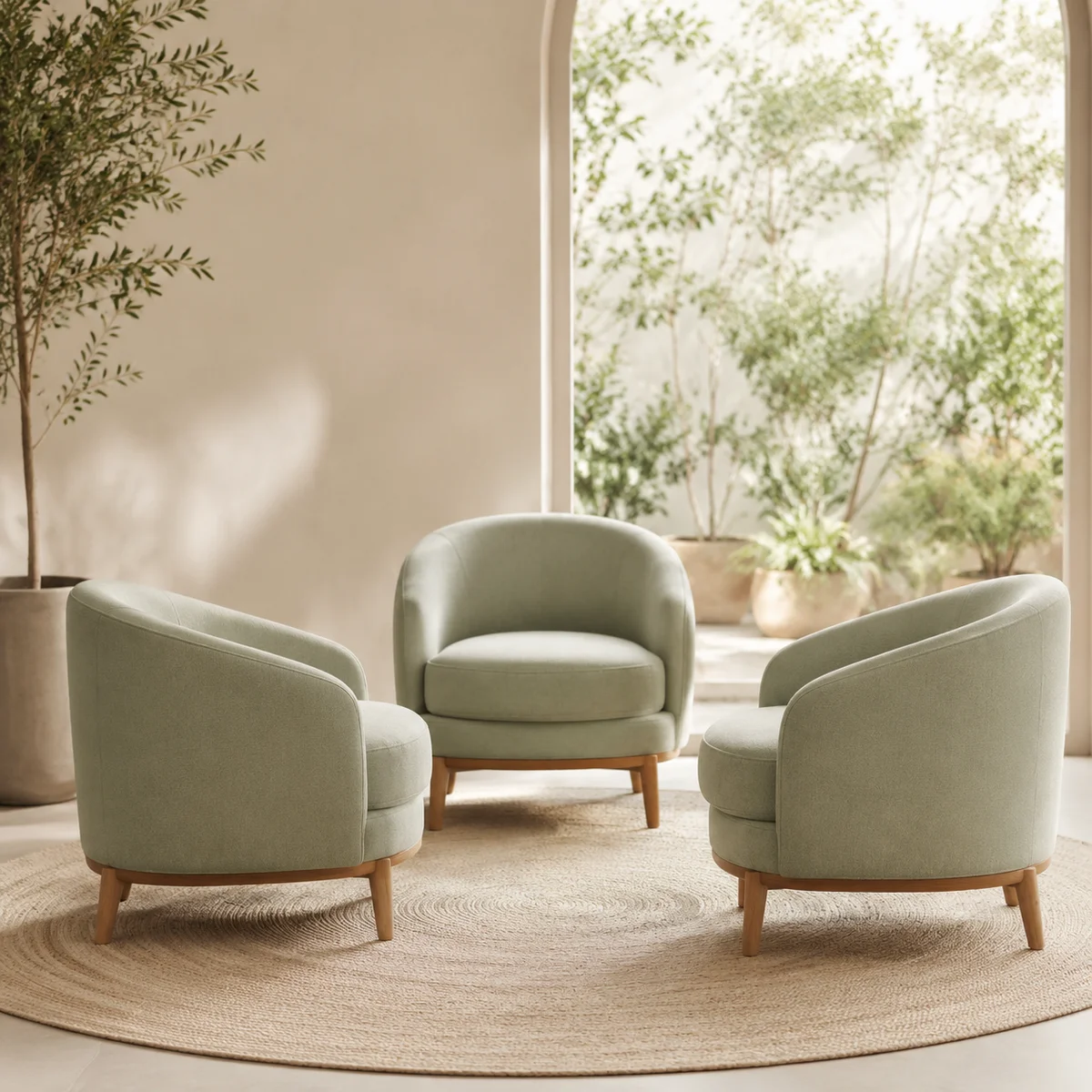 Three chairs in a circle representing equal partnership and mutual respect in dating