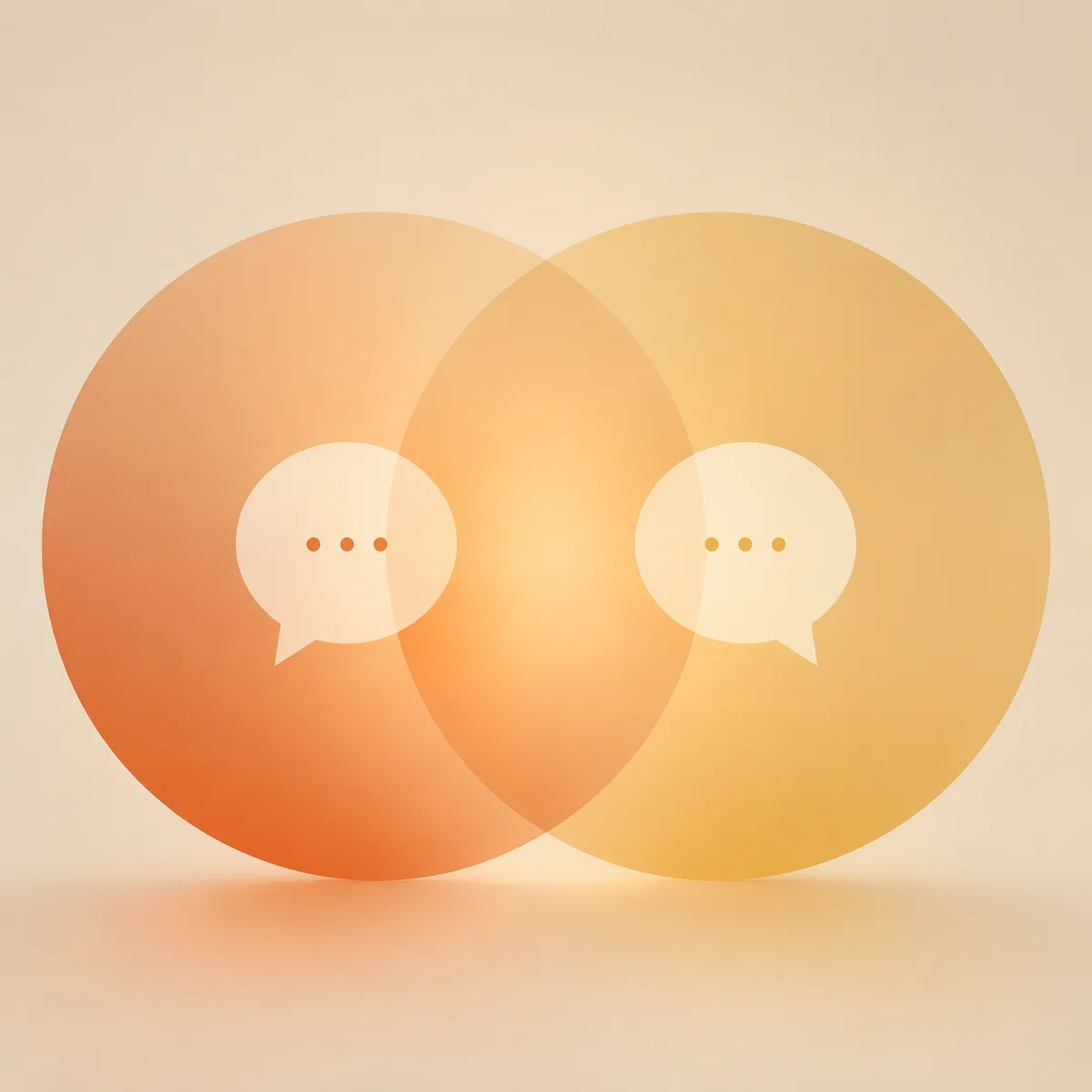 Abstract gradient of two overlapping soft circles representing calm dialogue
