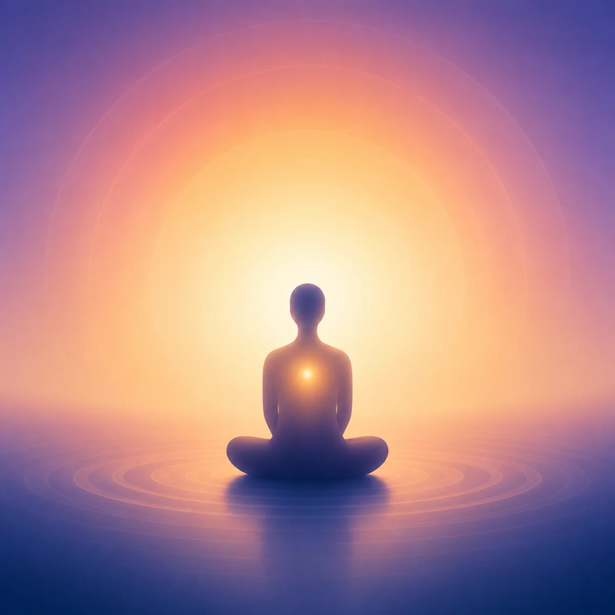 Abstract gradient of a centered form with soft radiating light representing inner peace