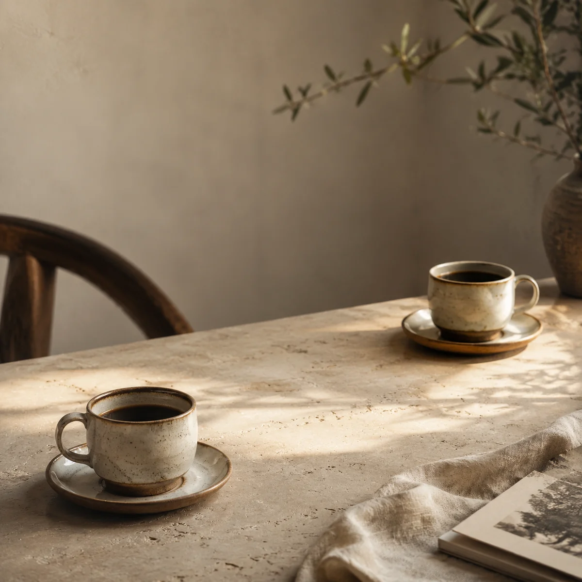 Editorial photo of two coffee cups with space between them, symbolizing the need for gentle reconnection