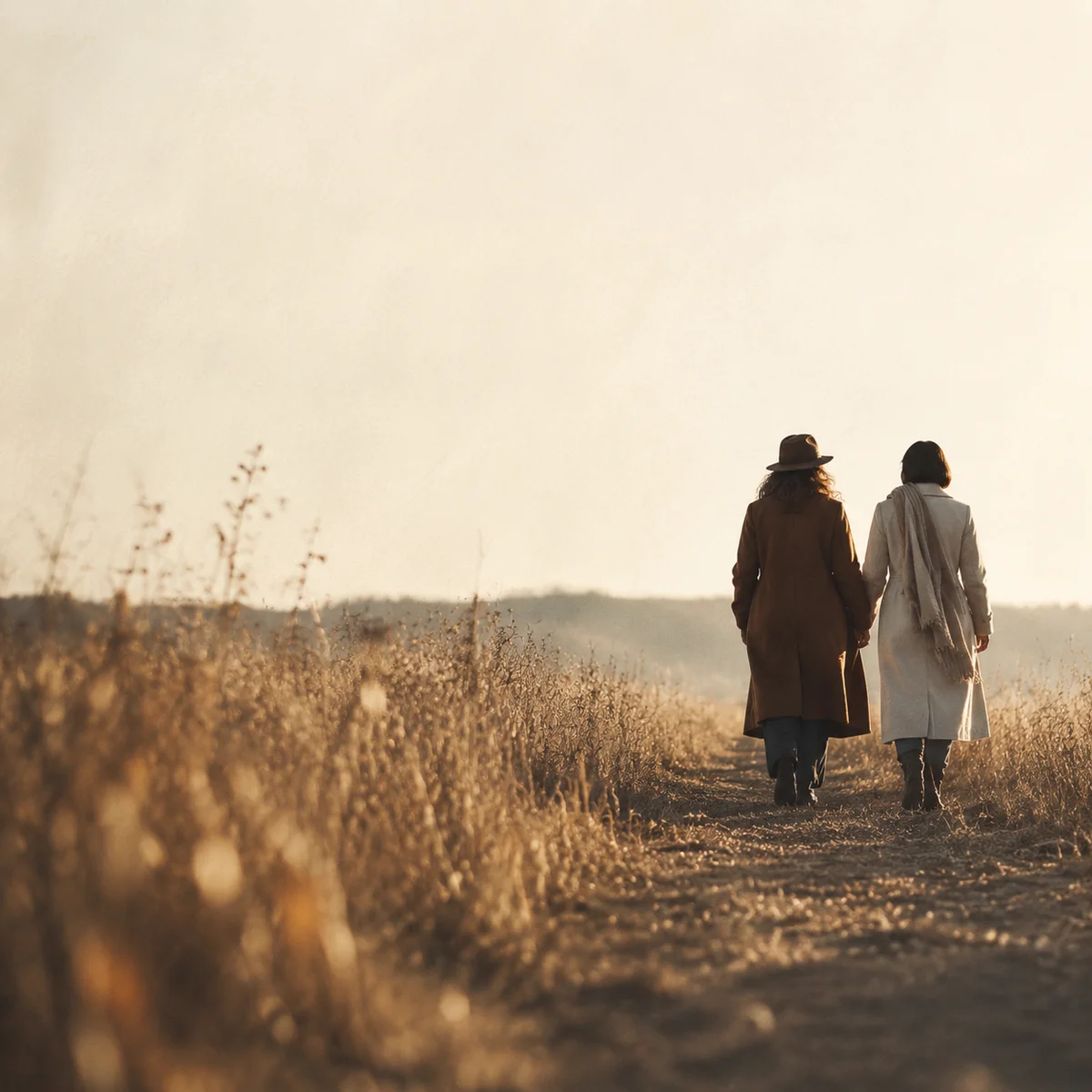 Editorial photo of two people walking together, symbolizing moving forward after a hard relationship conversation