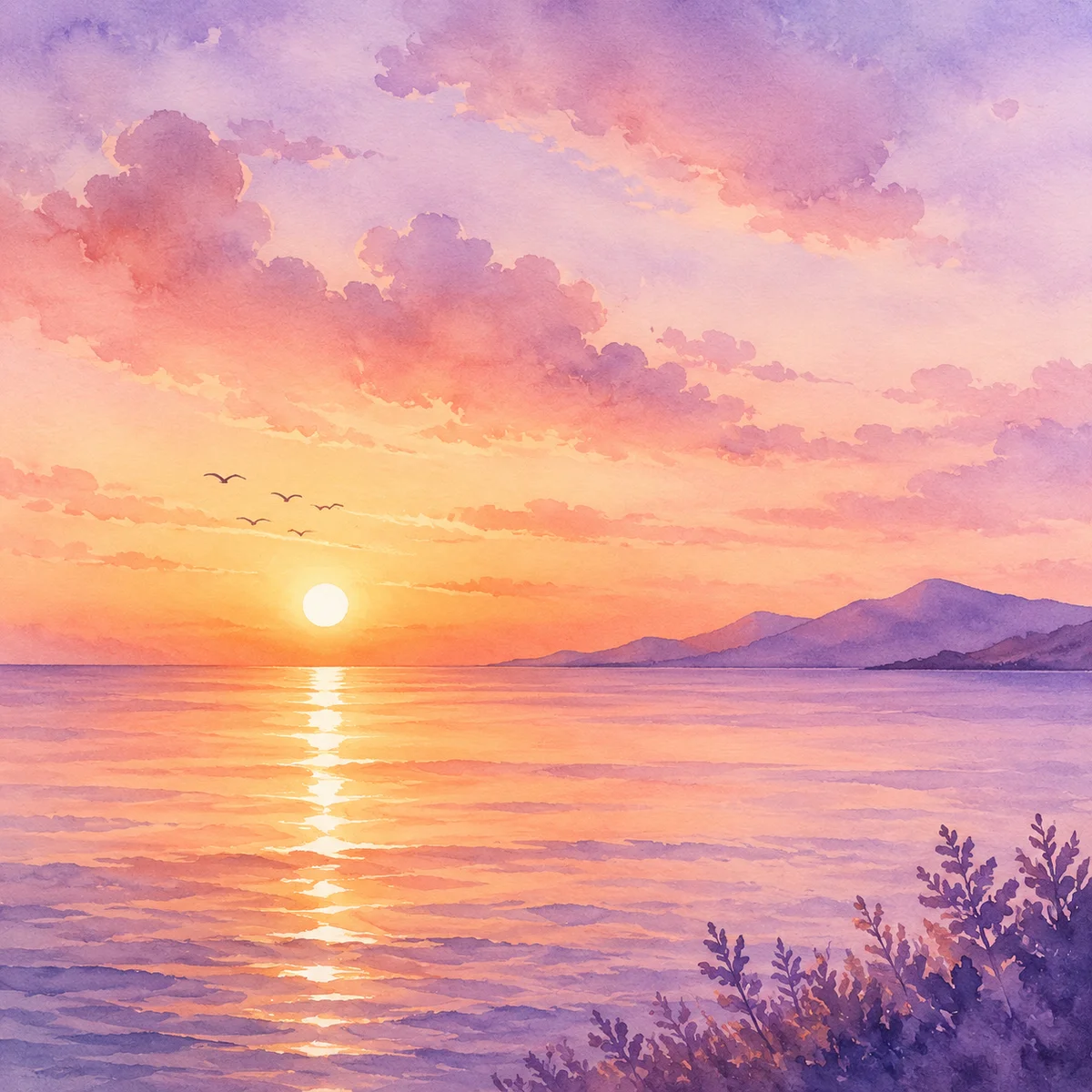 Watercolor sunrise symbolizing new beginnings in polyamory