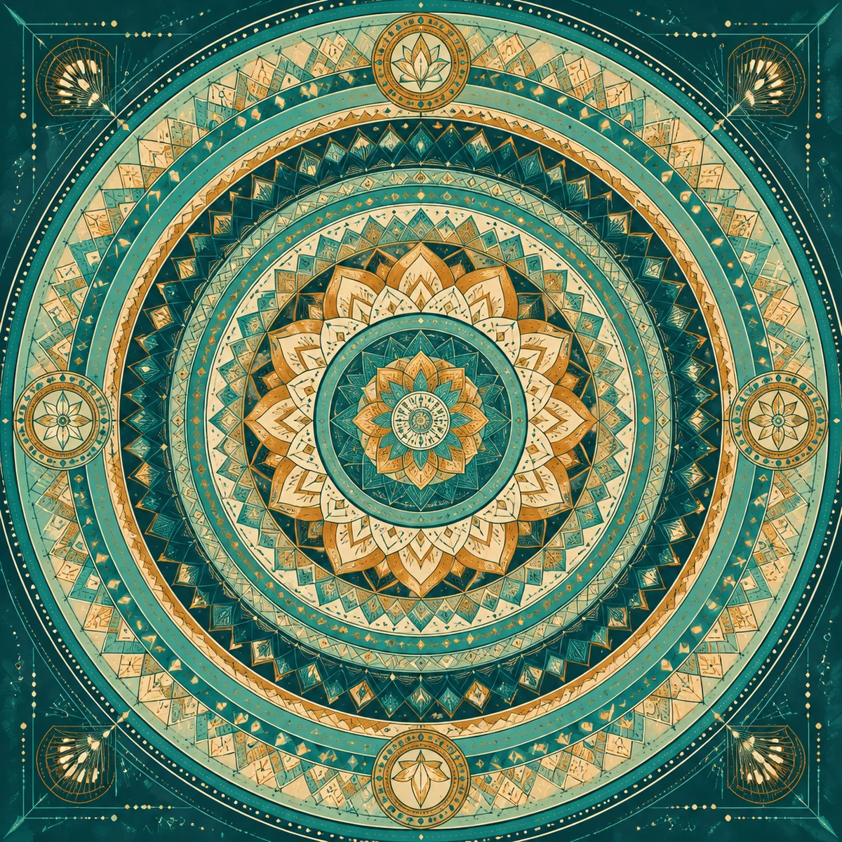 Concentric geometric mandala representing layered emotional processing after a threesome