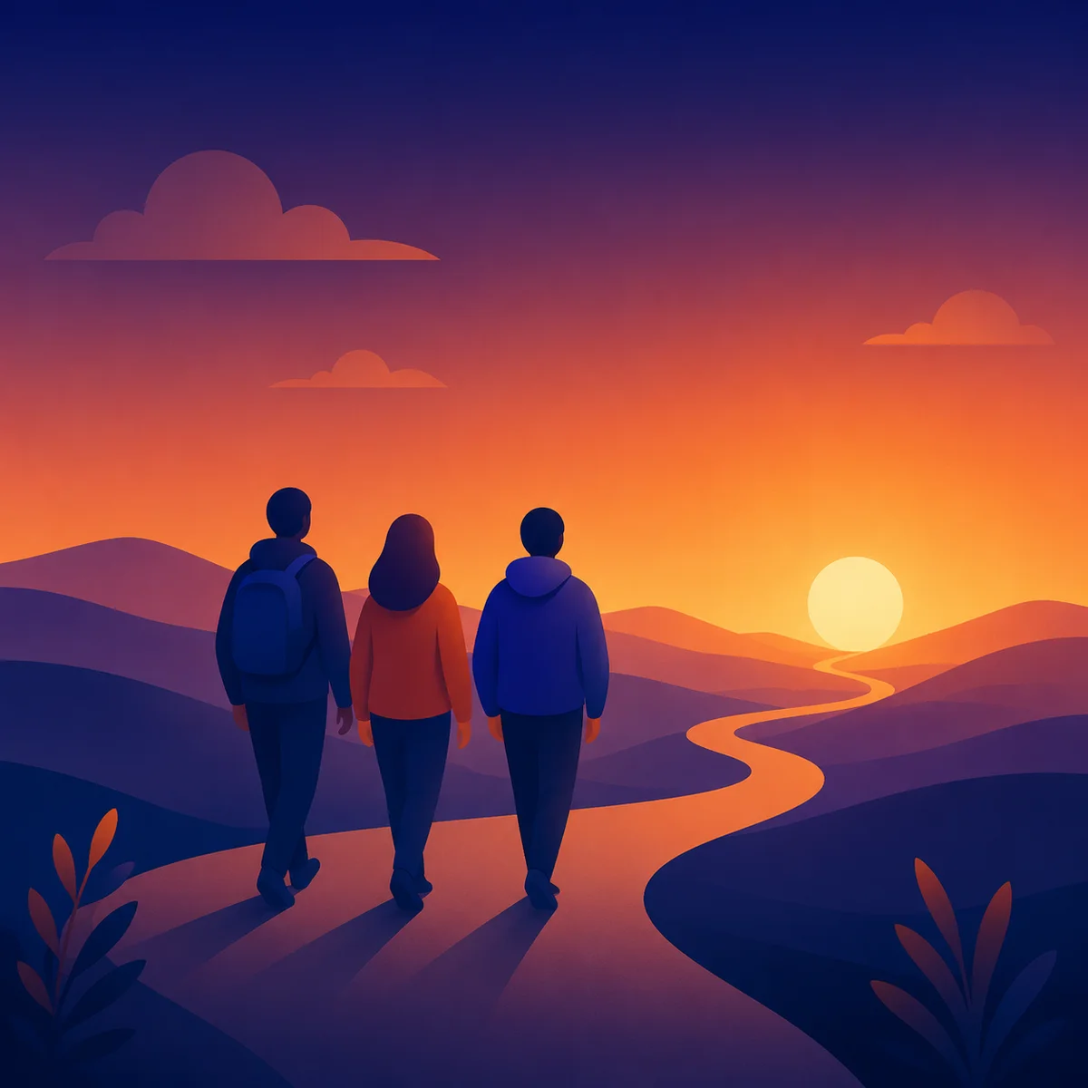 gradient-minimalist illustration for threesome body language chemistry — image 6 of 6