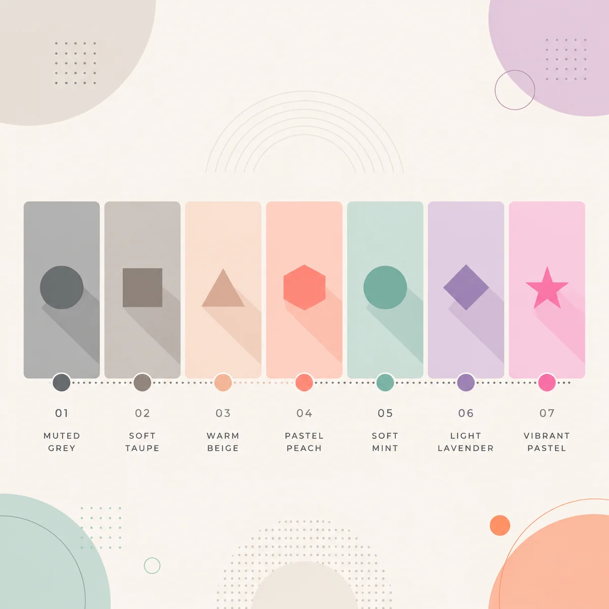 Geometric spectrum bar showing progression from boundaries to exploration in soft pastel gradient