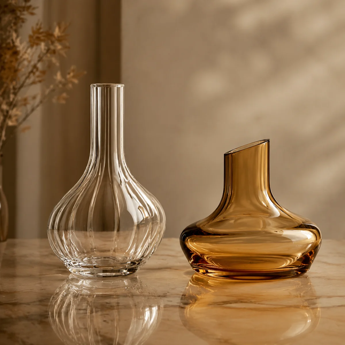 Two distinct glass objects side by side symbolizing different relationship dynamics