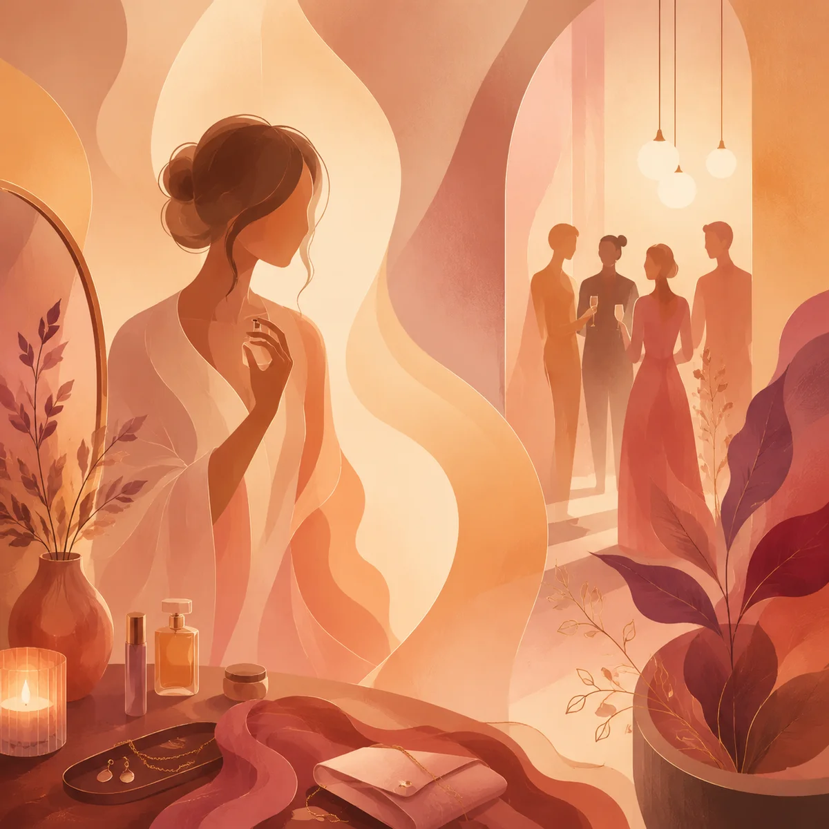 Soft abstract illustration suggesting anticipation and preparation for a social event