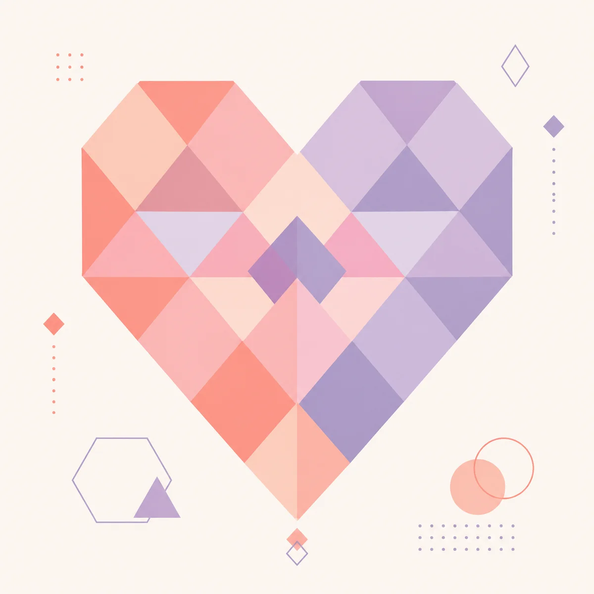 Abstract geometric heart shapes suggesting emotional connection and vulnerability in conversation