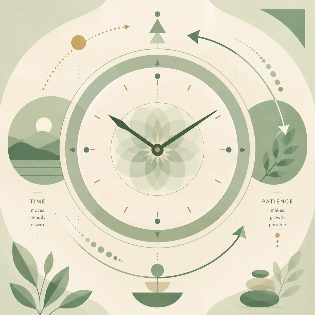 Abstract geometric clock representing patience and timing in difficult conversations