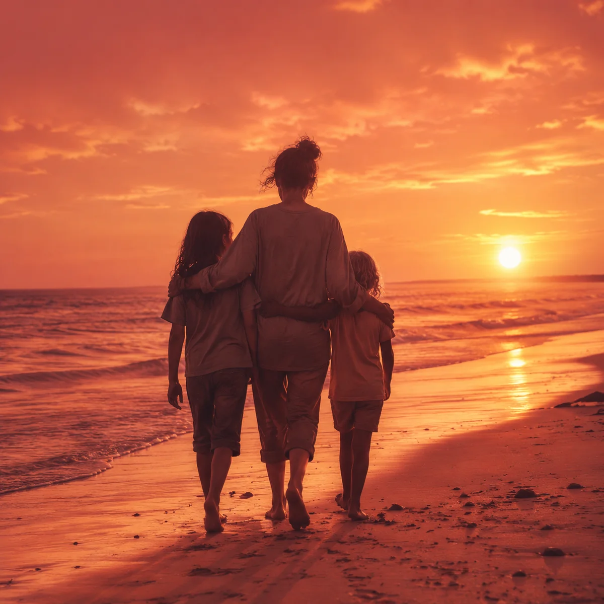 Three people walking together representing aligned threesome dynamics