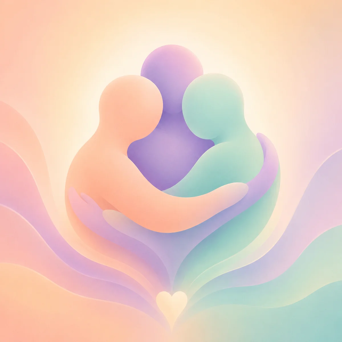 Soft gradient composition of three forms merging into a unified cohesive whole