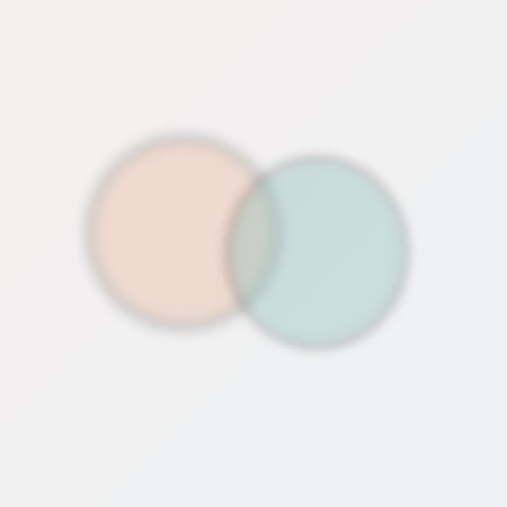 Two abstract forms in peach and teal moving closer together - couple reconnection