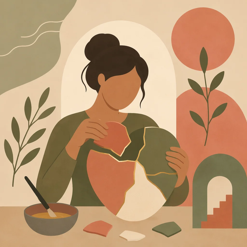 Flat vector art showing rebuilding and repair in relationships