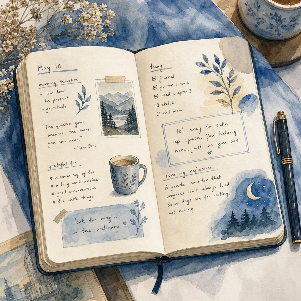 Watercolor of handwritten notes and a pen, representing the planning stage of profile creation