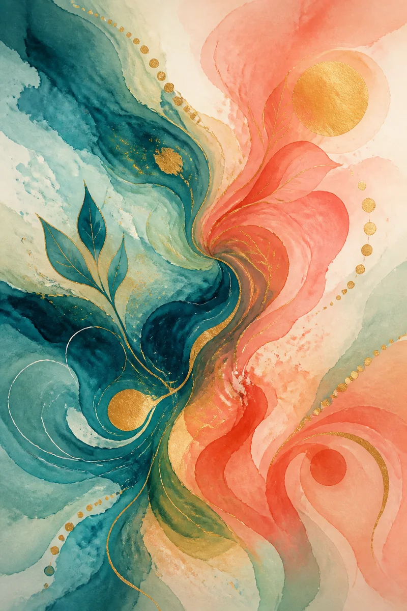 Watercolor illustration of organic, evolving shapes blending into each other, symbolizing how power dynamics shift over time
