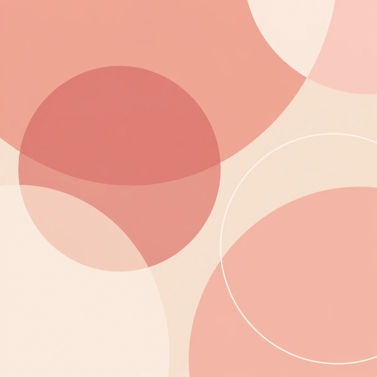 Abstract geometric overlapping circles in coral rose cream representing emotional complexity