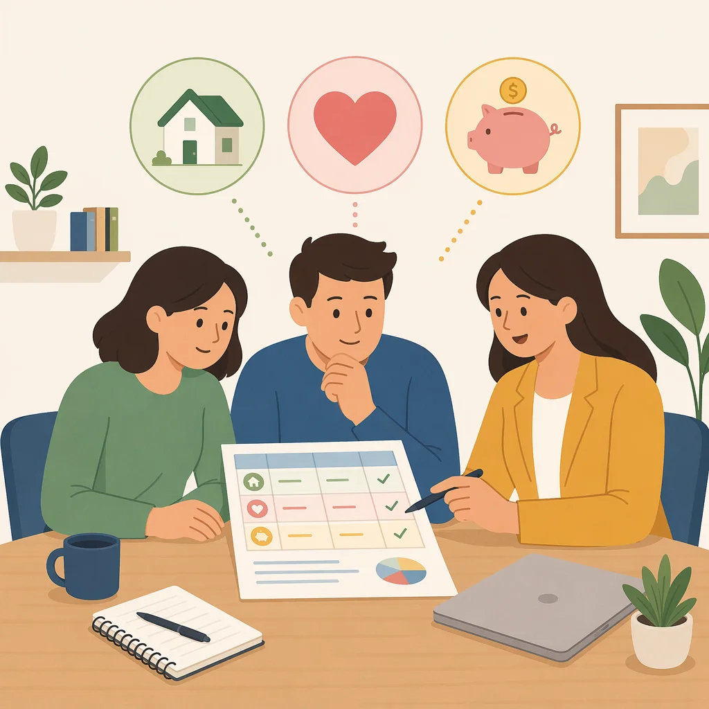 Flat vector illustration - polyamory financial planning