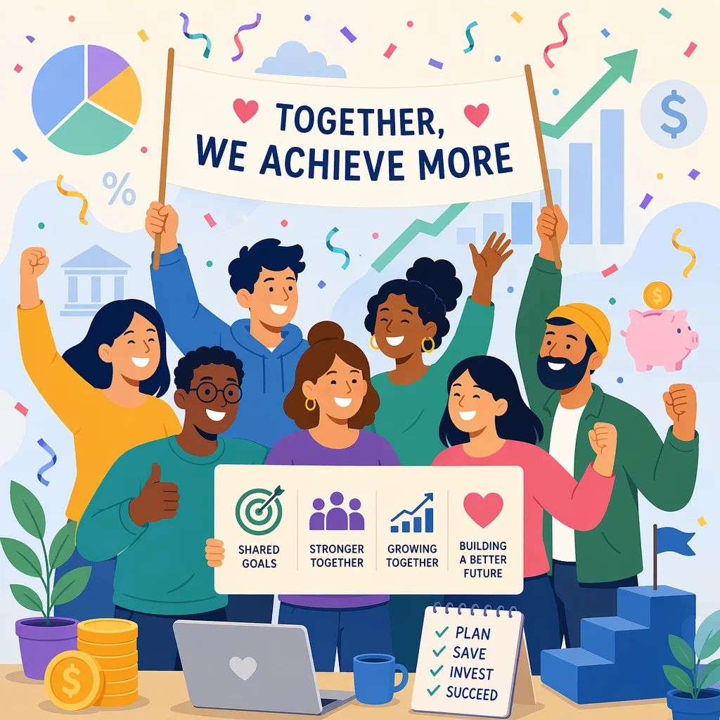 Flat vector illustration - polyamory financial planning