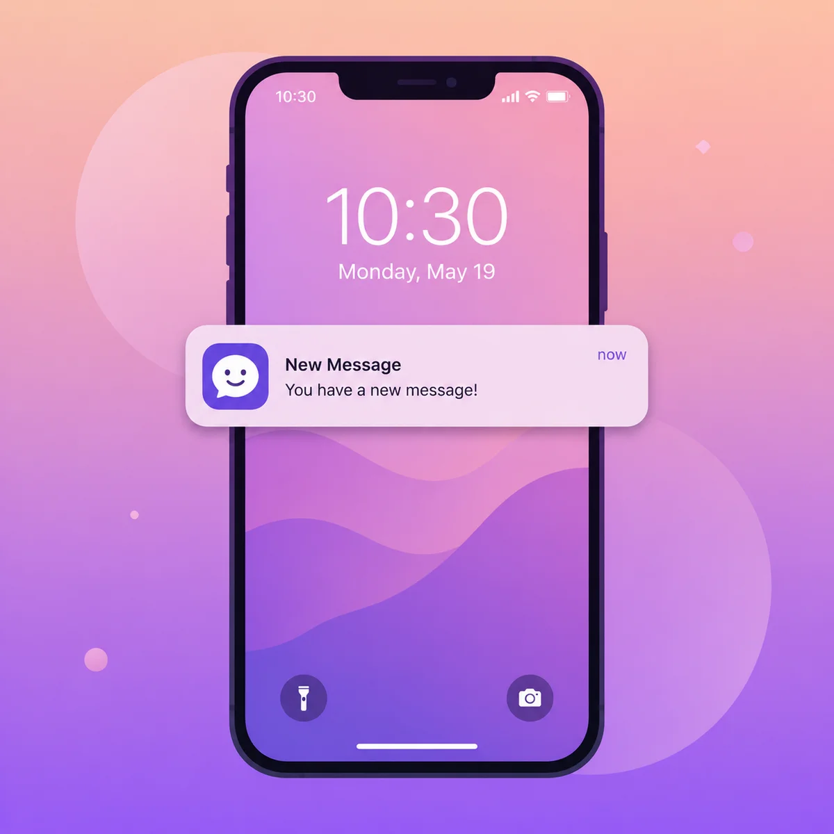 Smartphone with follow-up message notification after a date, flat vector