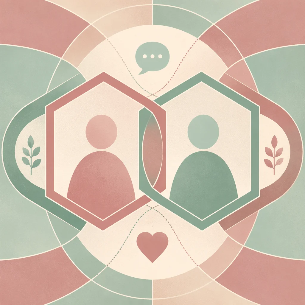 Geometric shapes representing communication and boundaries in relationships