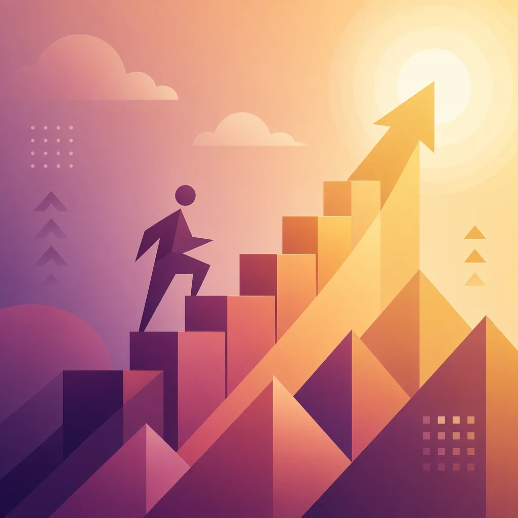 Geometric shapes forming a forward-looking composition about ongoing growth