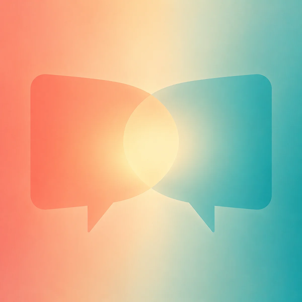 Intersecting gradient rectangles representing open communication between unicorn and couple
