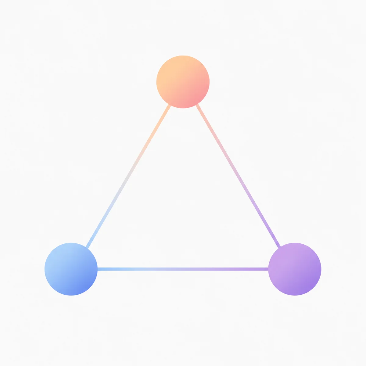 Triangle formation of gradient dots symbolizing first date meeting dynamics
