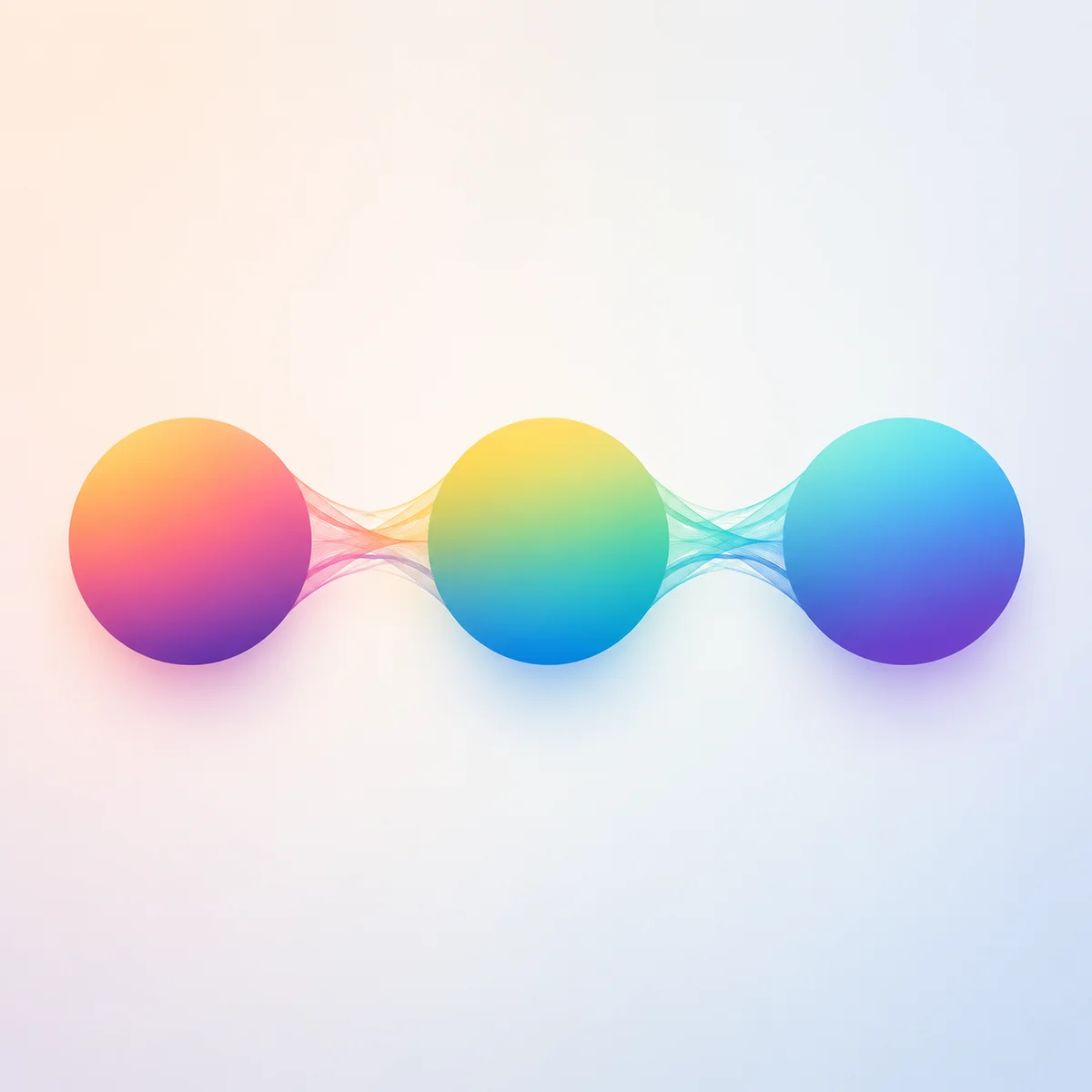 Three balanced gradient circles representing sustainable unicorn-couple connection