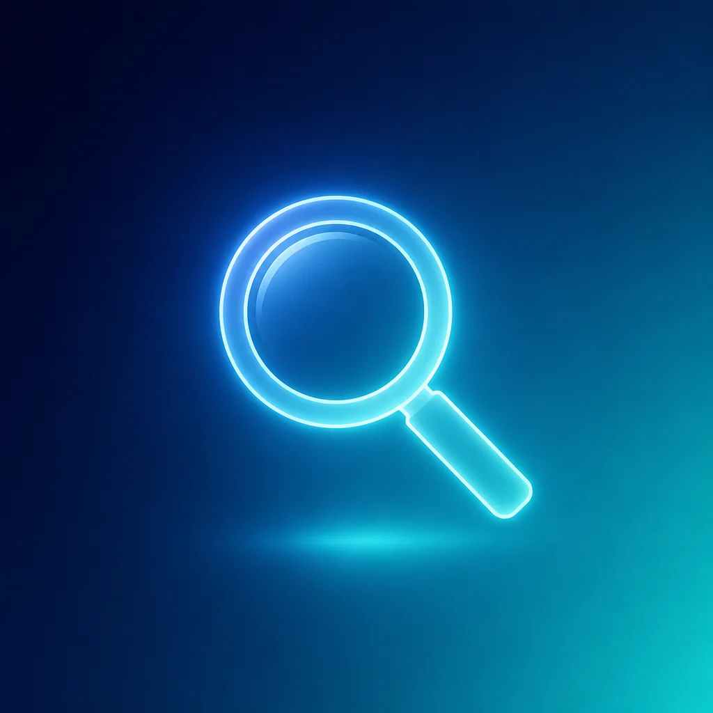 Minimalist gradient design with magnifying glass symbolizing careful partner vetting