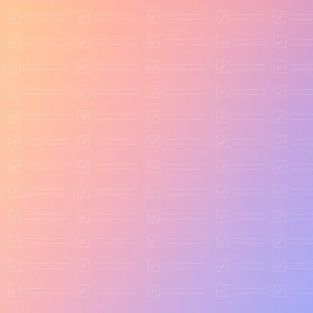 Checklist grid pattern in abstract gradient field representing organized screening