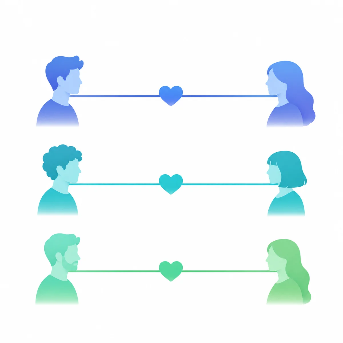 Gradient-minimalist illustration of parallel lines representing separate but harmonious polyamorous relationships