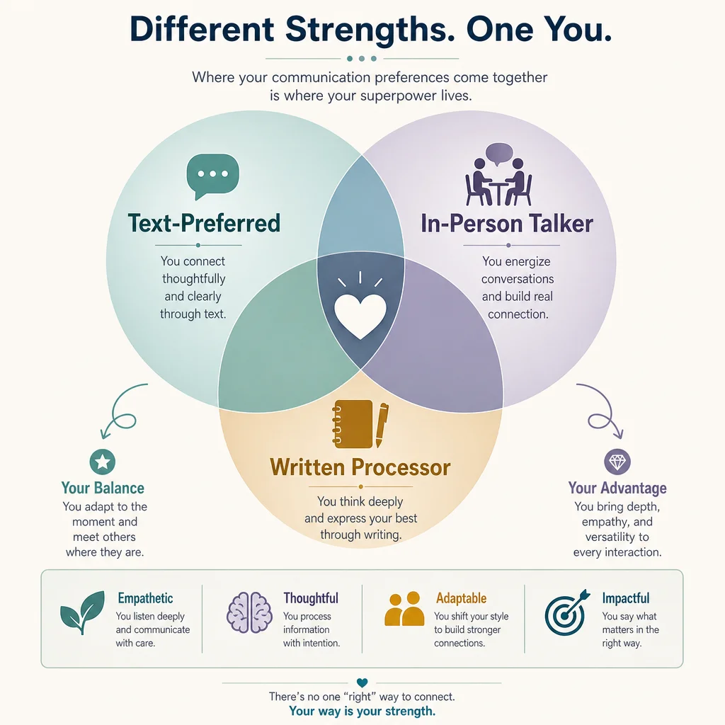 Venn diagram of overlapping communication style preferences in polyamory