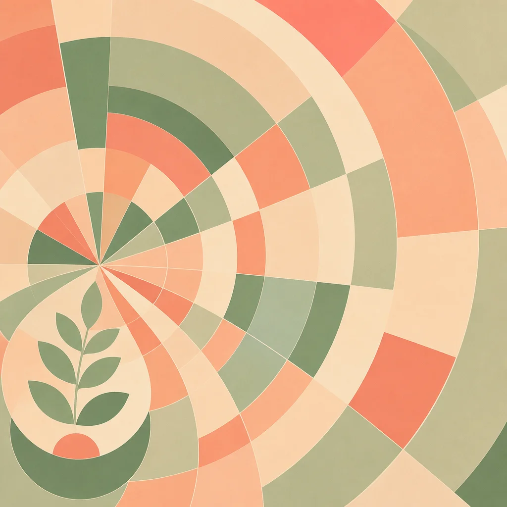Radial geometric pattern of expanding arcs, symbolizing emotional growth and expanding security over time.