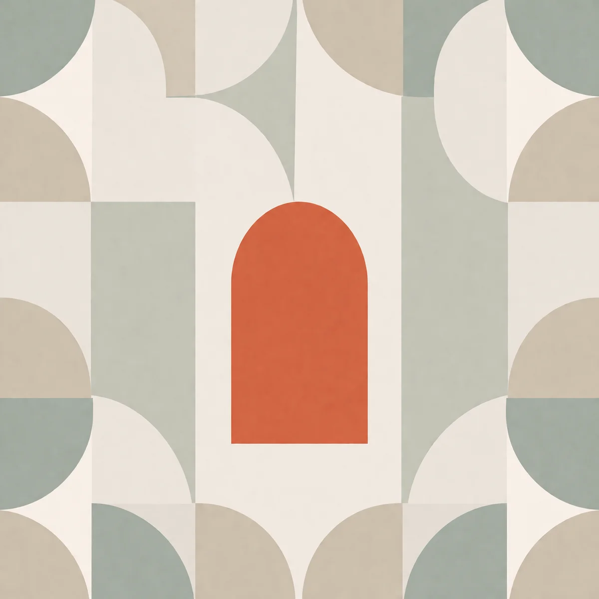 Geometric abstract design of a single bold shape standing independently among a surrounding pattern, representing a third partner's autonomy