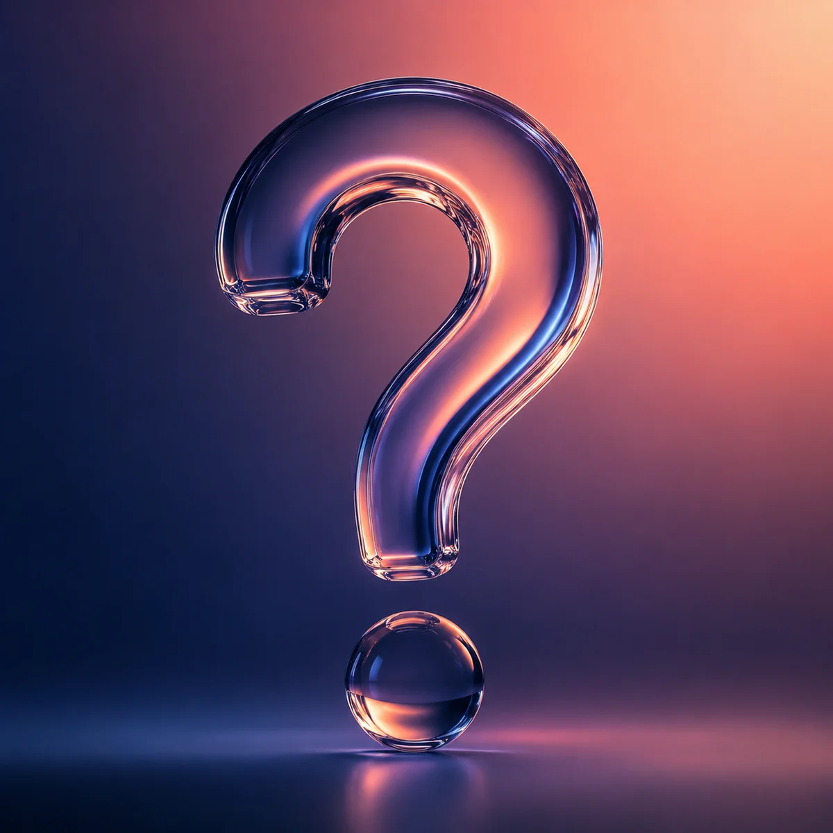 Translucent glass question mark symbolizing curiosity about cuckolding psychology