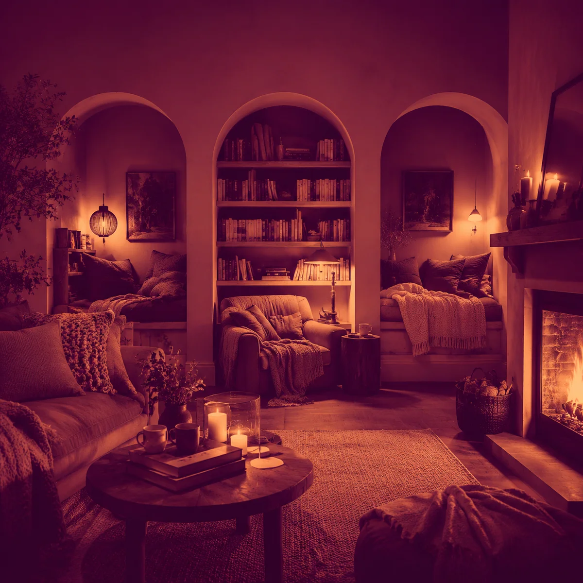 Warm duotone throuple relationship concept