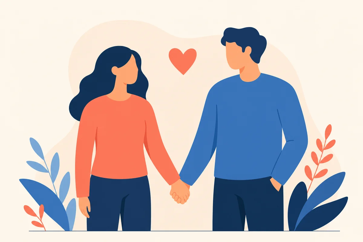 Two partners supporting each other's body confidence flat vector illustration