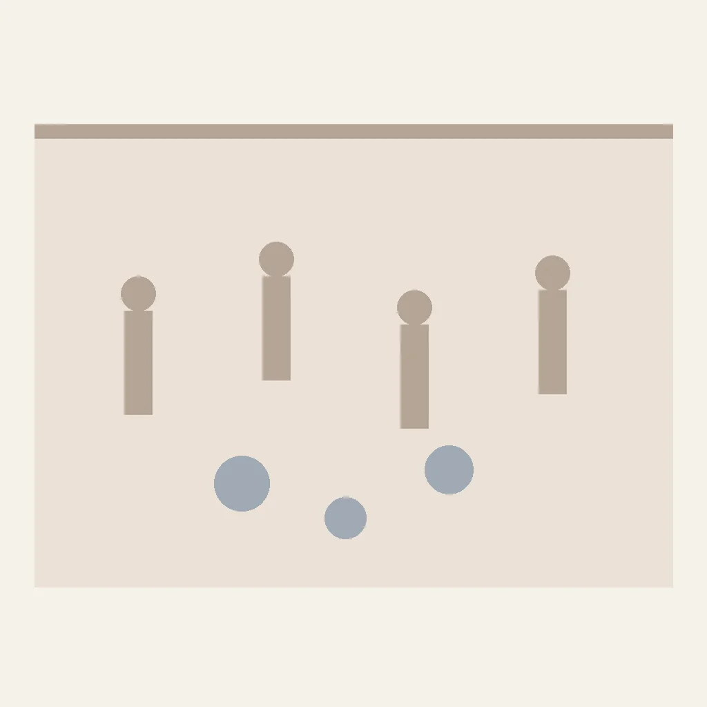Flat vector illustration of simplified figures meeting in a warm social club setting