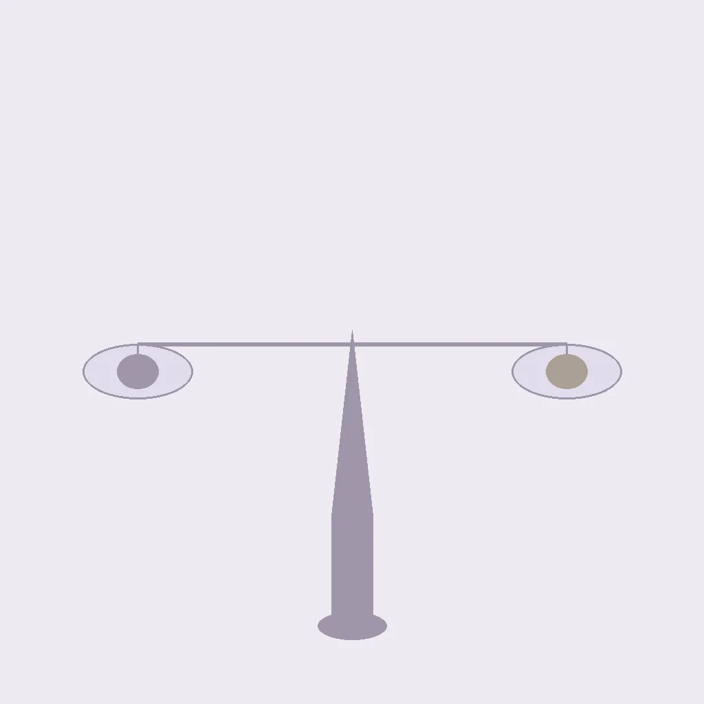 Flat vector illustration of a balanced scale with abstract symbols on each side