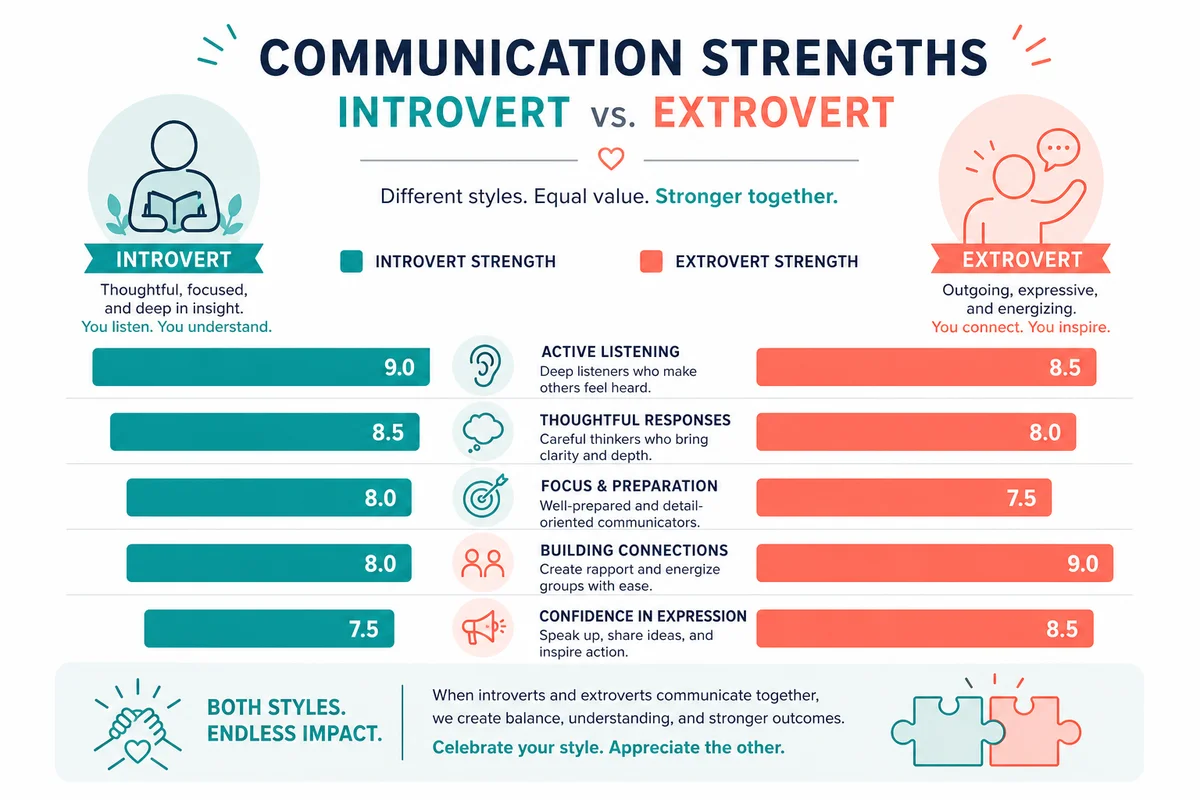 Communication strengths comparison bar chart infographic