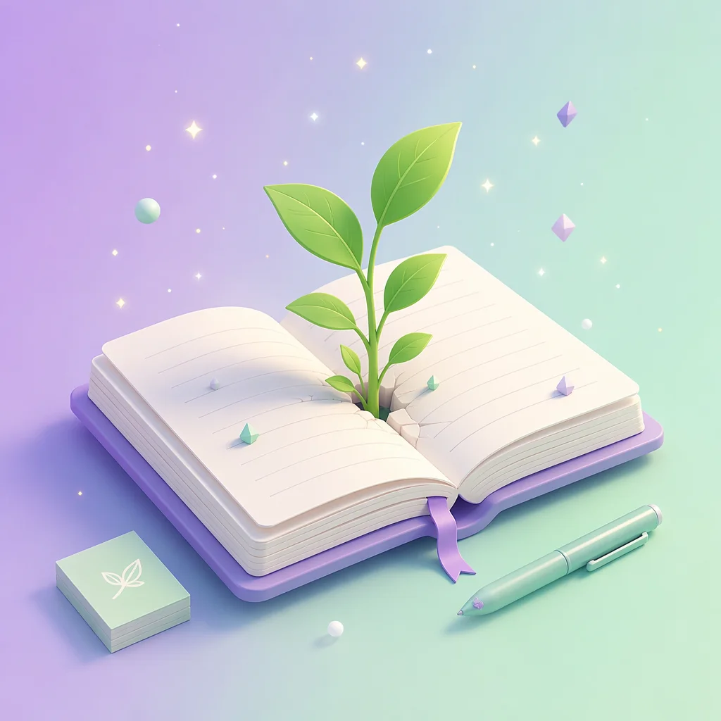 Notebook with a plant growing from its pages representing learning from experience