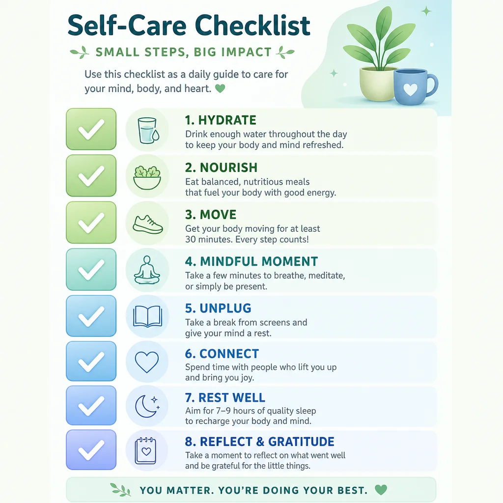 Checklist infographic with gradient-filled checkboxes in pastel green and blue tones