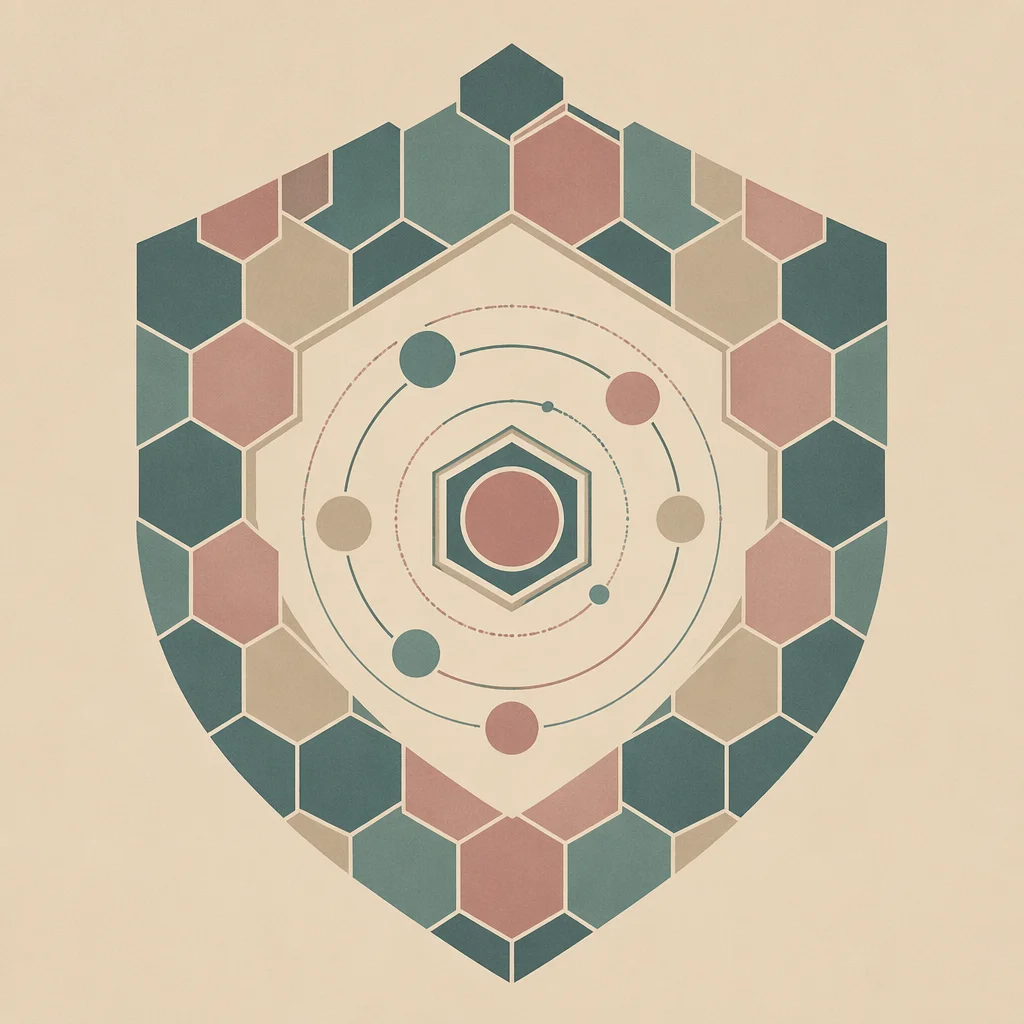 Interlocking hexagon shield representing emotional safety in swinging relationships