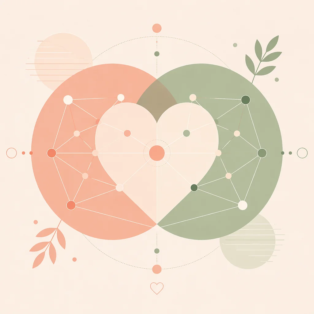 Geometric heart of overlapping circles illustrating the interconnected bond couples protect while swinging