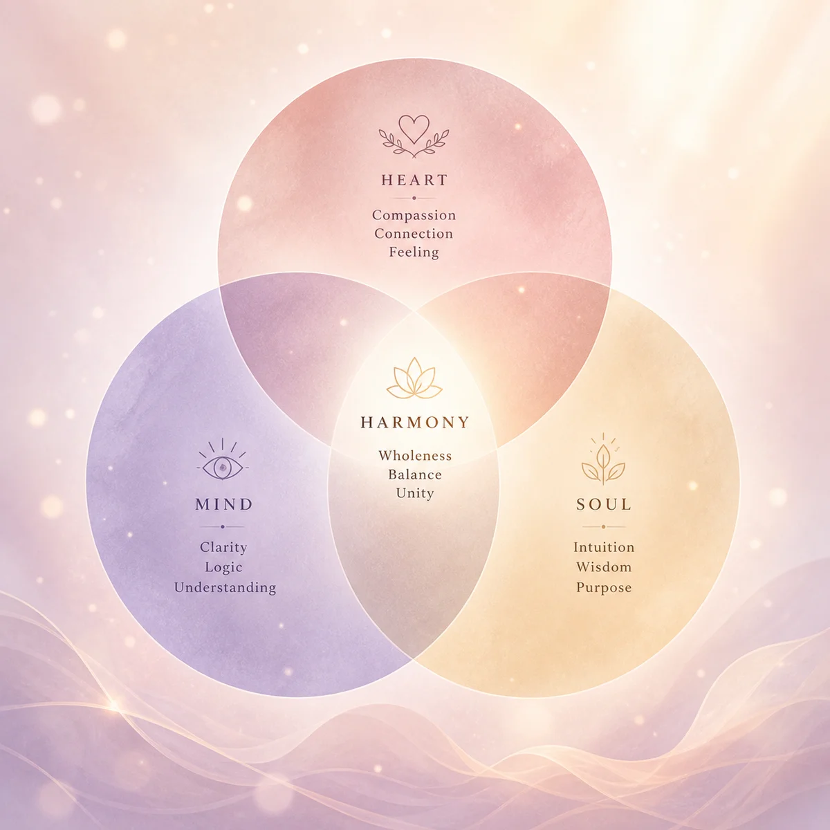 Three overlapping circles representing the perspectives in a cuckold dating agreement